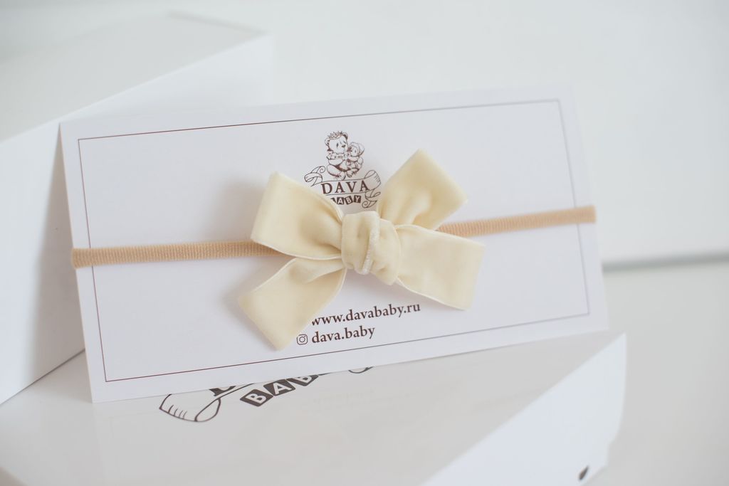 Повязка "Бантик mini" цвет: молочный