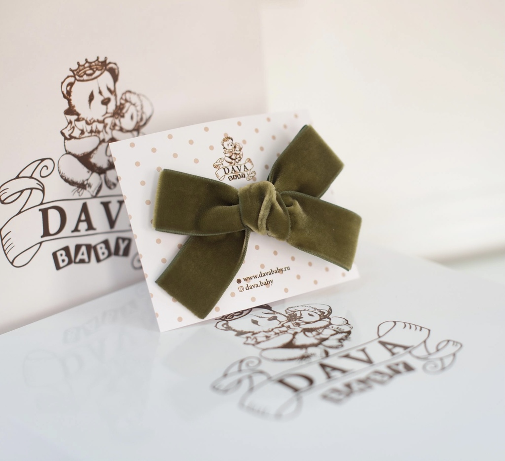 Заколка "Бантик mini" цвет: оливковый