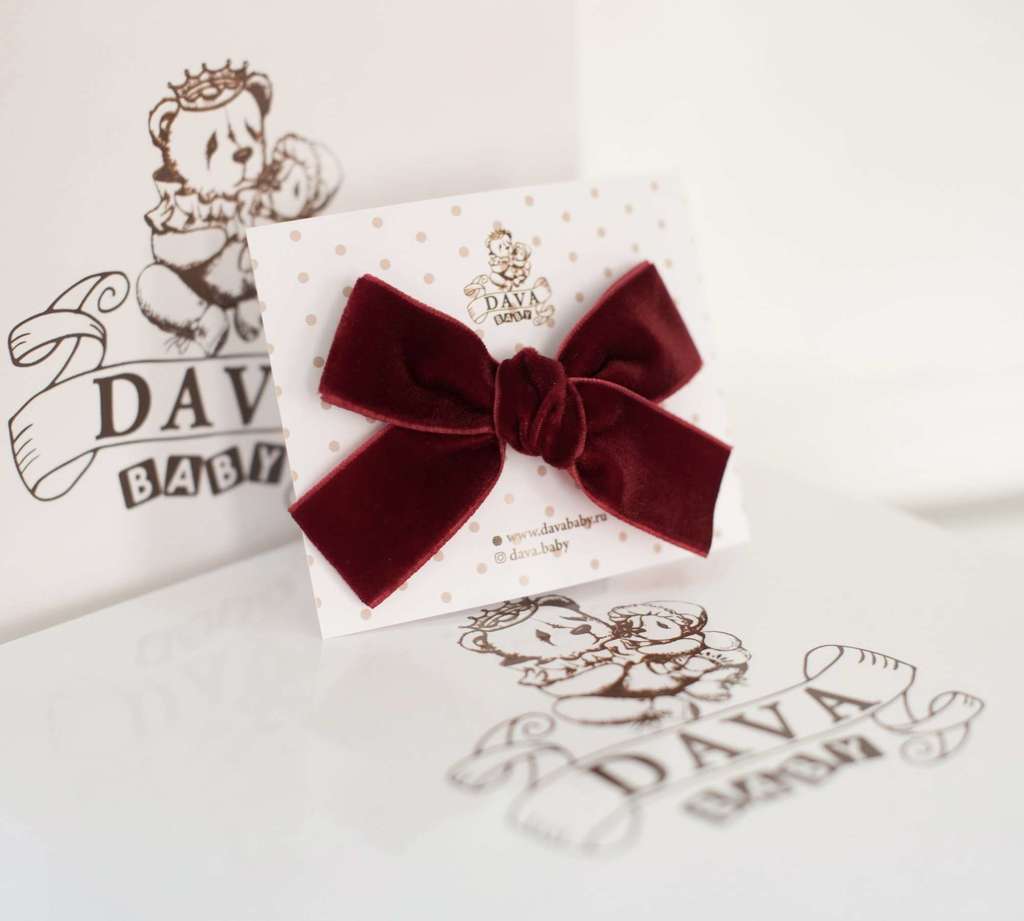 Заколка "Бантик mini" цвет: бордовый