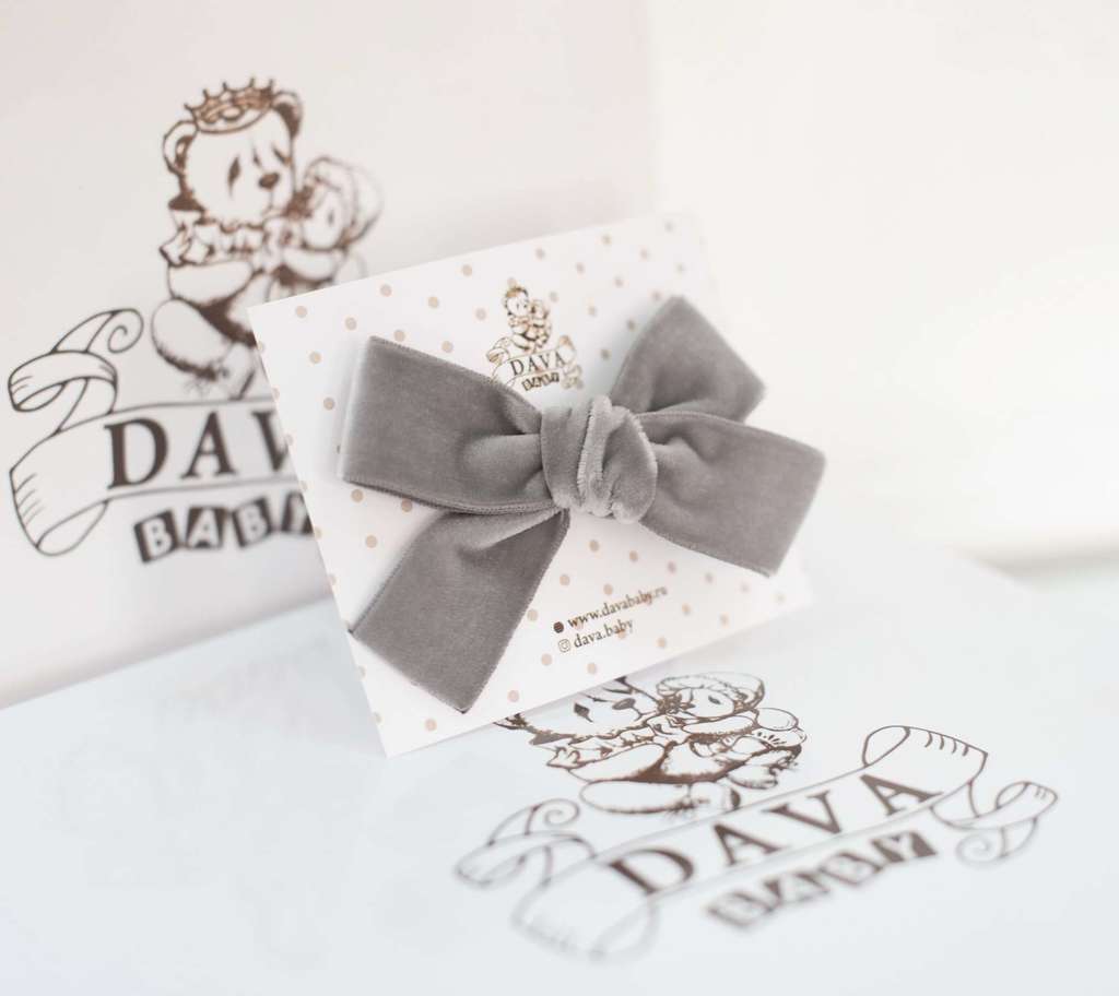 Заколка "Бантик mini" цвет: серый