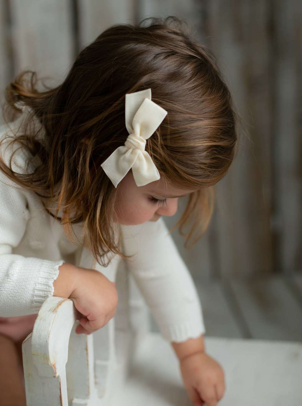 Заколка "Бантик mini" цвет: молочный
