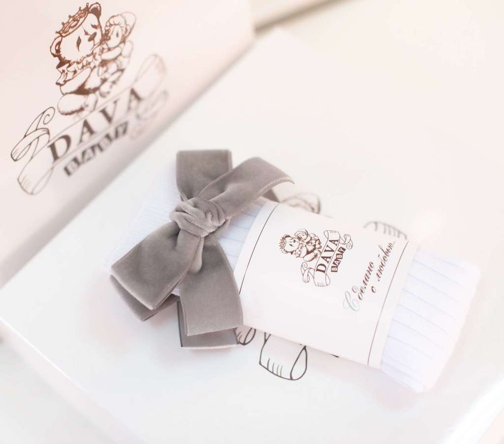 Гольфы RIB "Бантик mini"  цвет: белый/серый