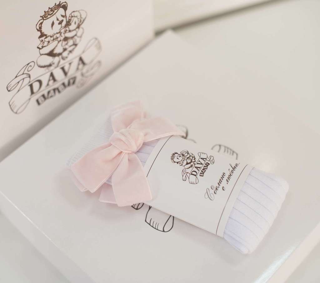 Гольфы RIB "Бантик mini"  цвет: белый/нежно-розовый