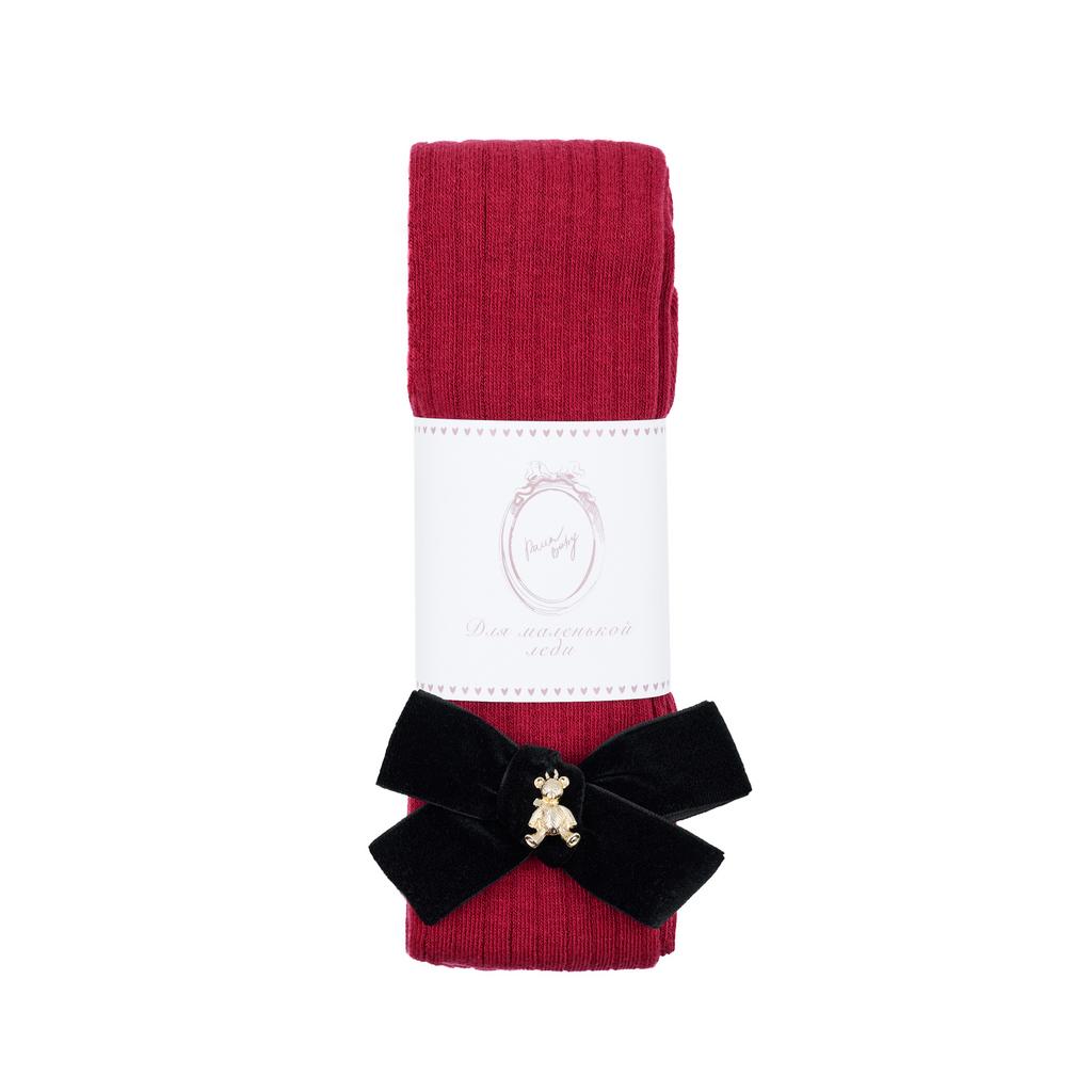 Колготки "Золотой мишка" цвет: бордовые/черный