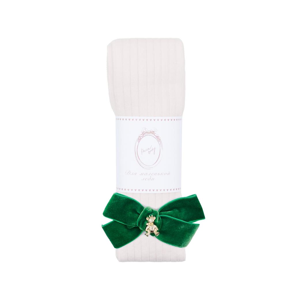 Колготки "Золотой мишка" цвет: молочные/зеленый