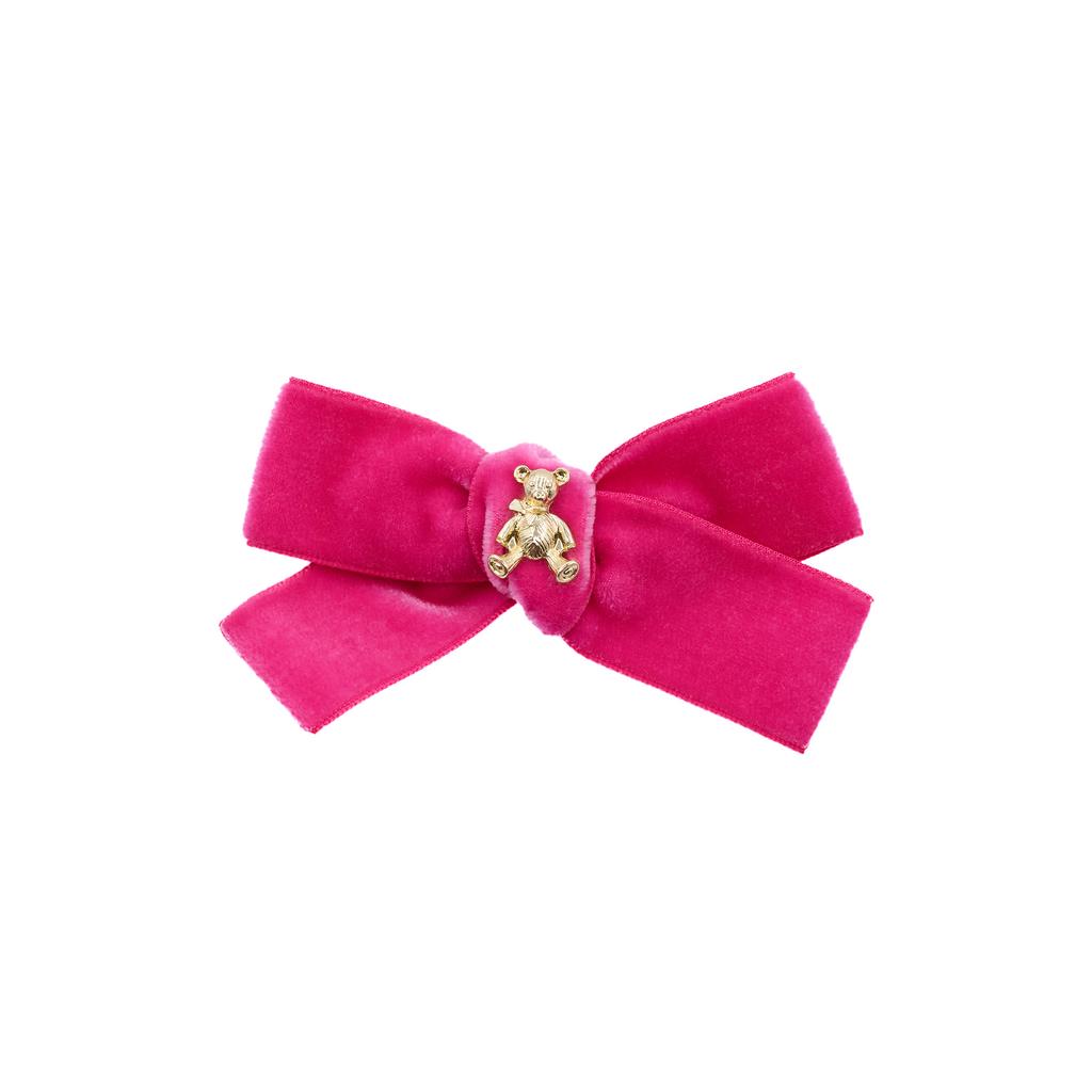 Заколка "Золотой мишка" mini, цвет: малиновый