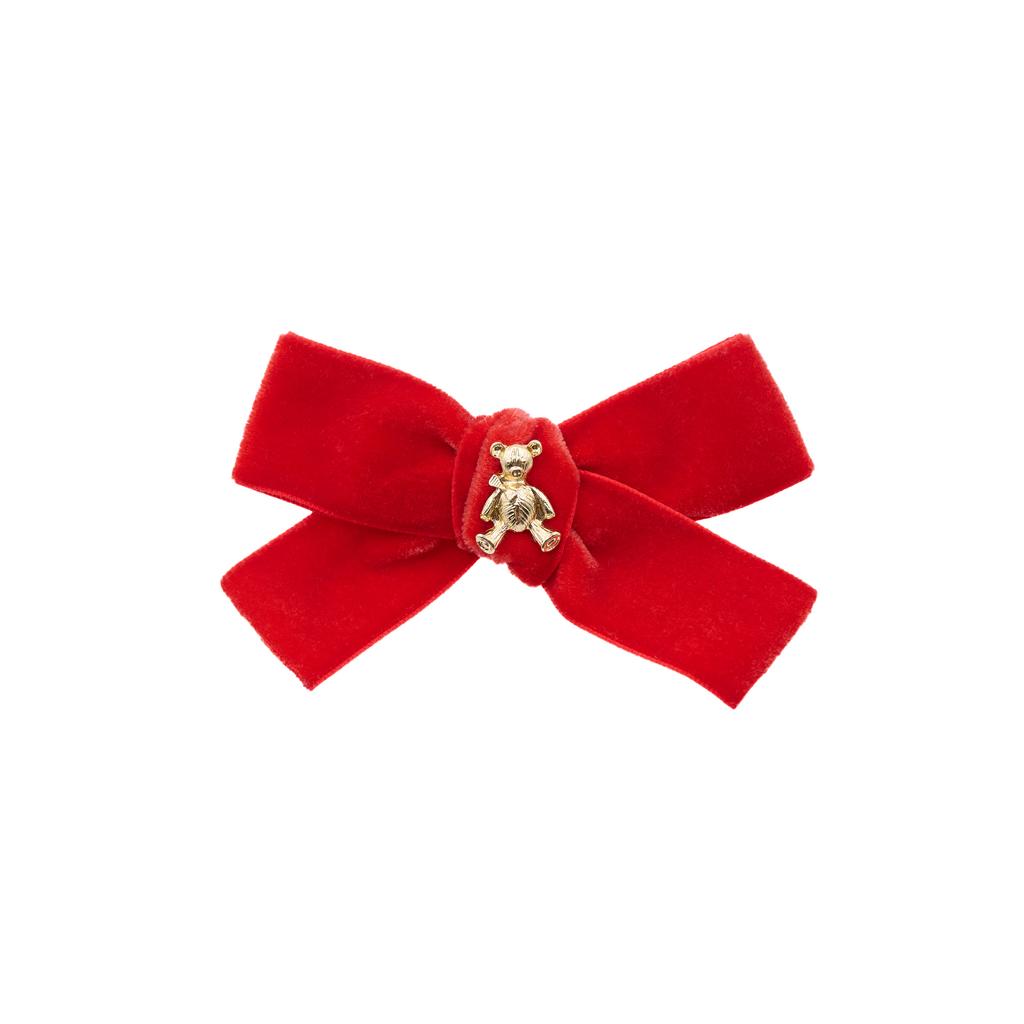 Заколка "Золотой мишка" mini, цвет: красный