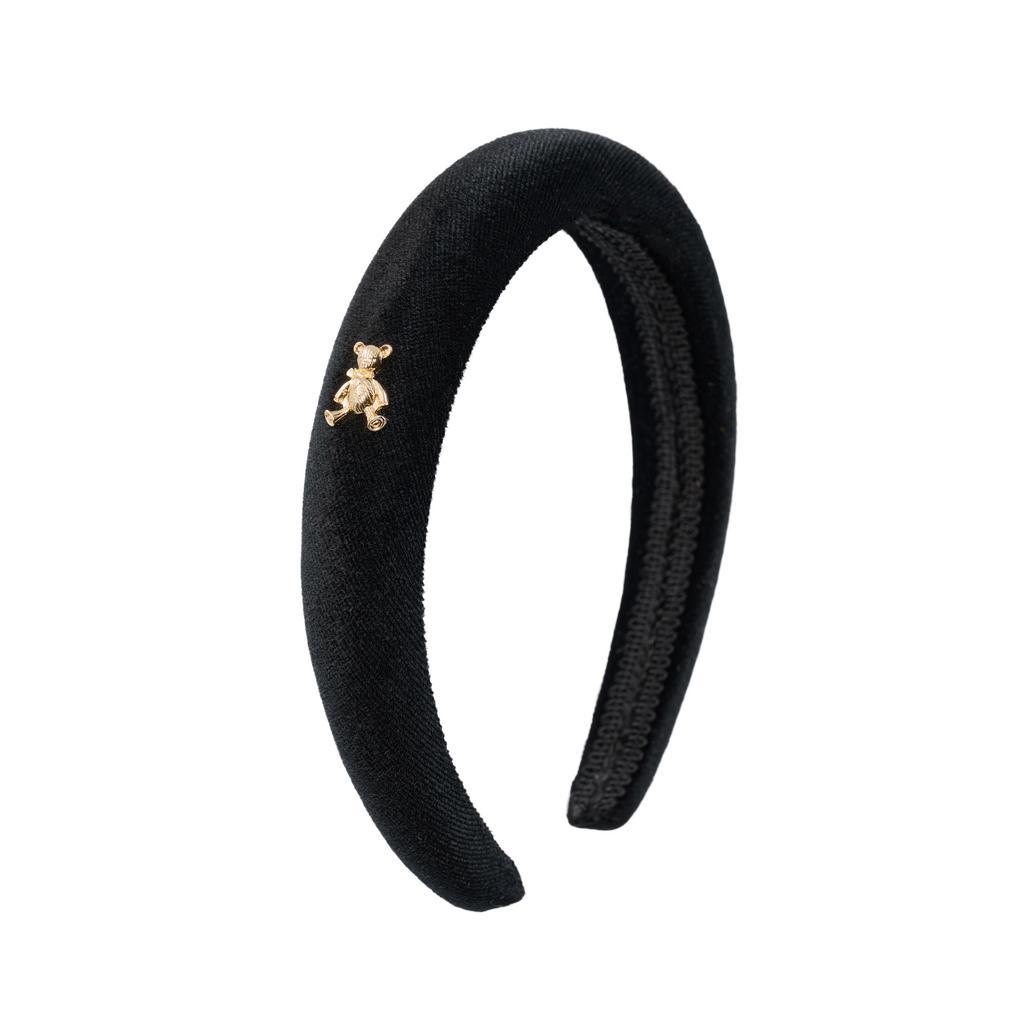 Ободок бархатный "Золотой мишка" цвет: черный