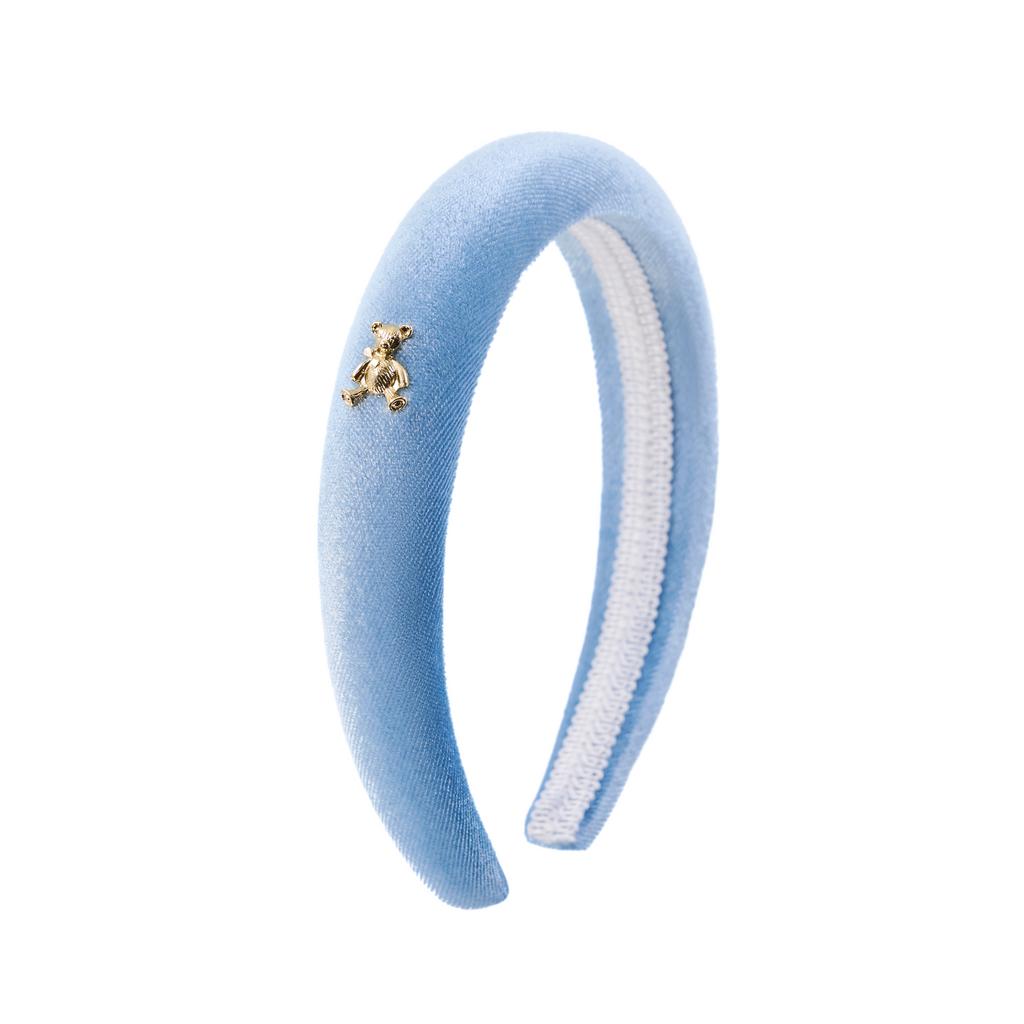 Ободок бархатный "Золотой мишка" цвет: голубой