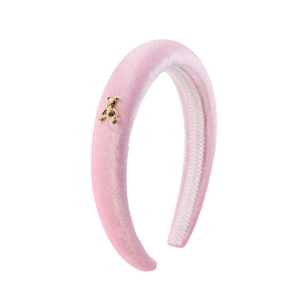 Ободок бархатный "Золотой мишка" цвет: светло-розовый