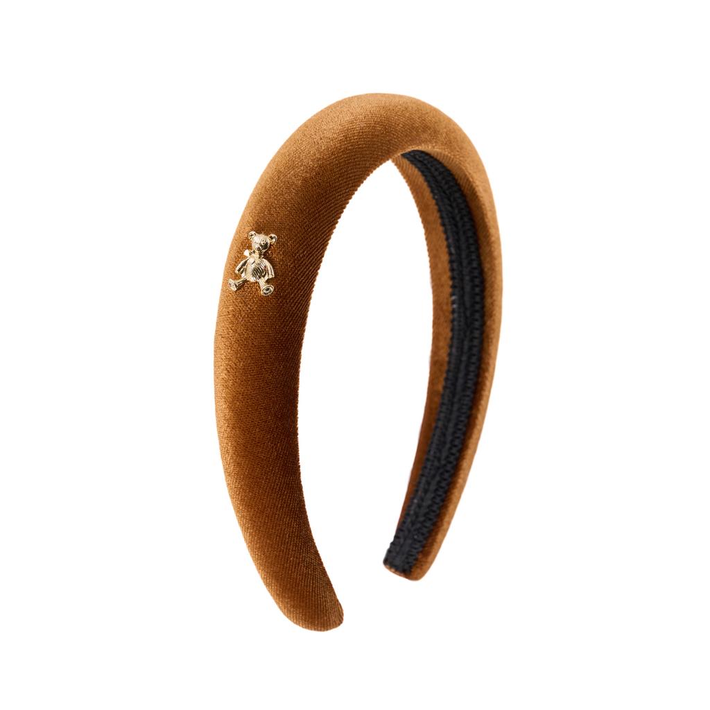 Ободок бархатный "Золотой мишка" цвет:  коричневый