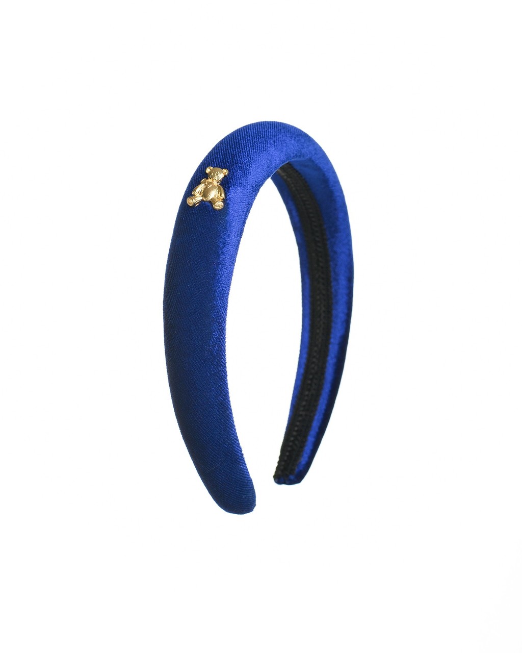 Ободок бархатный "Золотой мишка" цвет:  синий