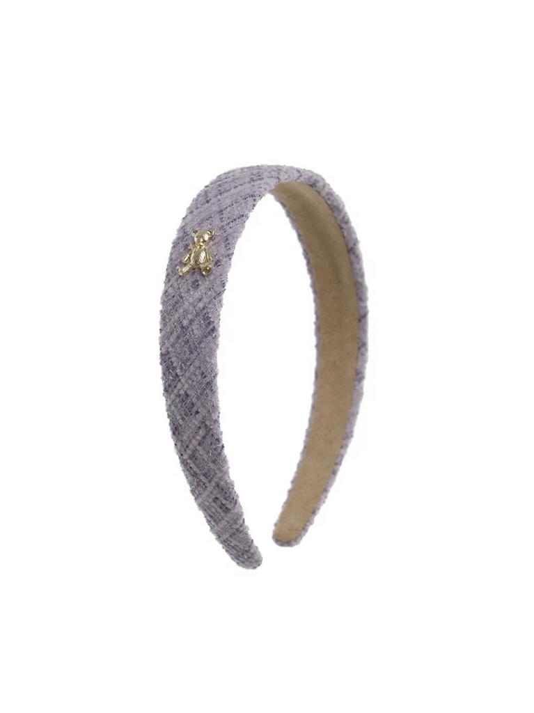 Ободок "Золотой мишка" твидовый, цвет: сиреневый