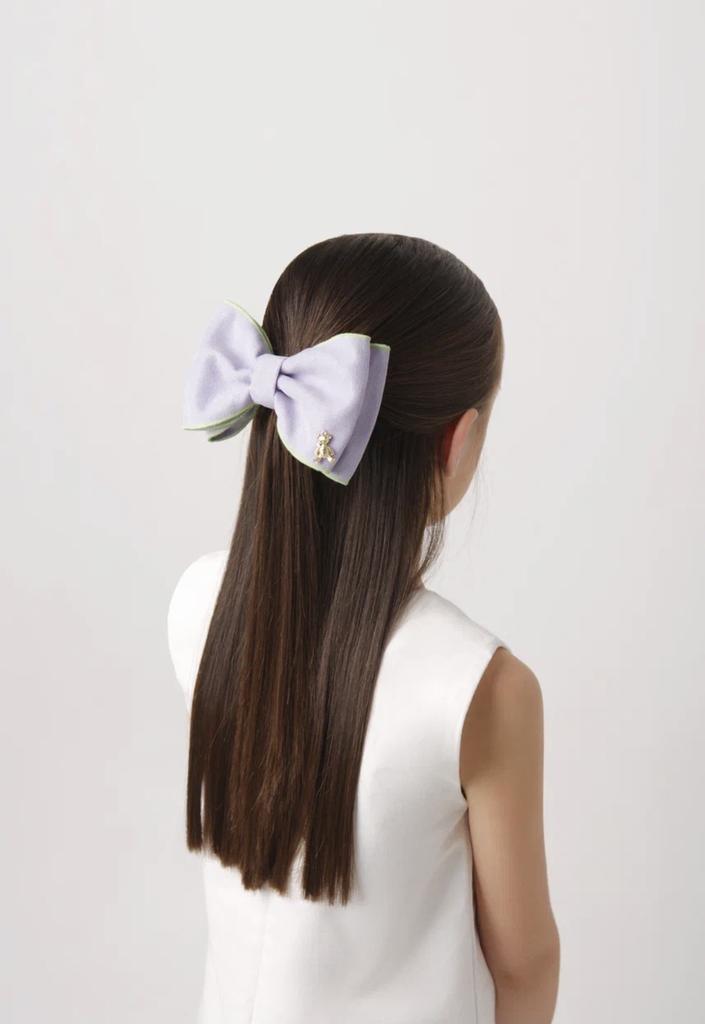 Бант на заколке «Adelina» цвет сиреневый/салатовый кант