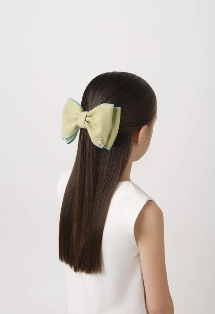 Бант на заколке «Adelina» цвет фисташковый/голубой кант