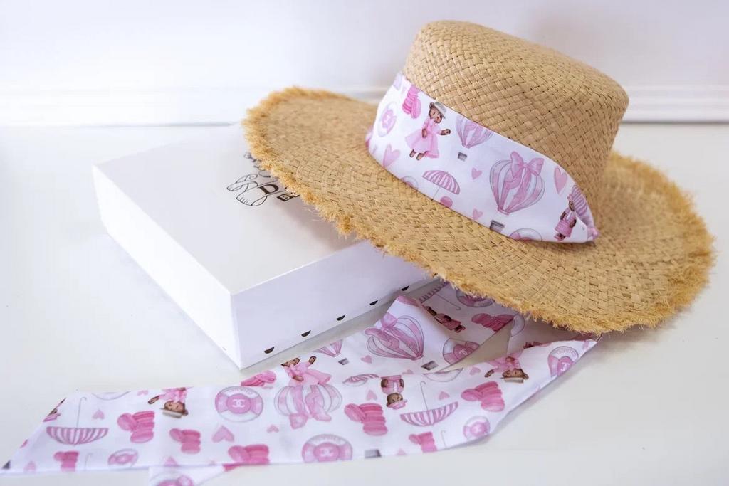 Шляпа соломенная с широкими полями "SUMMER" розовый