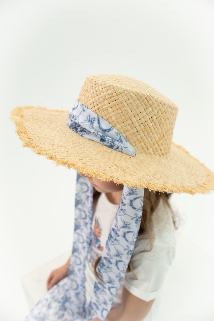 Шляпа соломенная с широкими полями "Classic Vintage " цвет синий