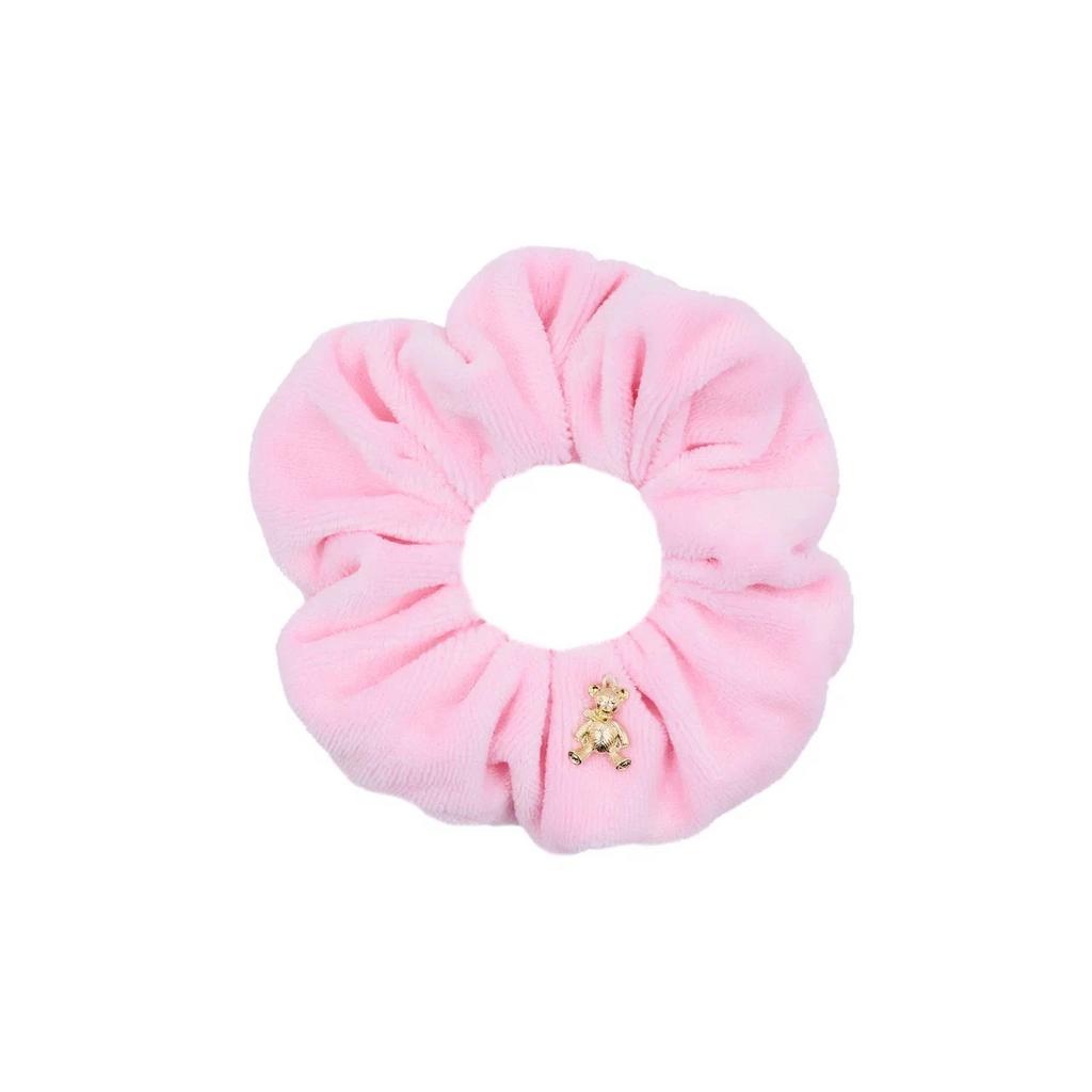 Скранч-резинка велюровая "Золотой мишка" цвет: светло-розовый