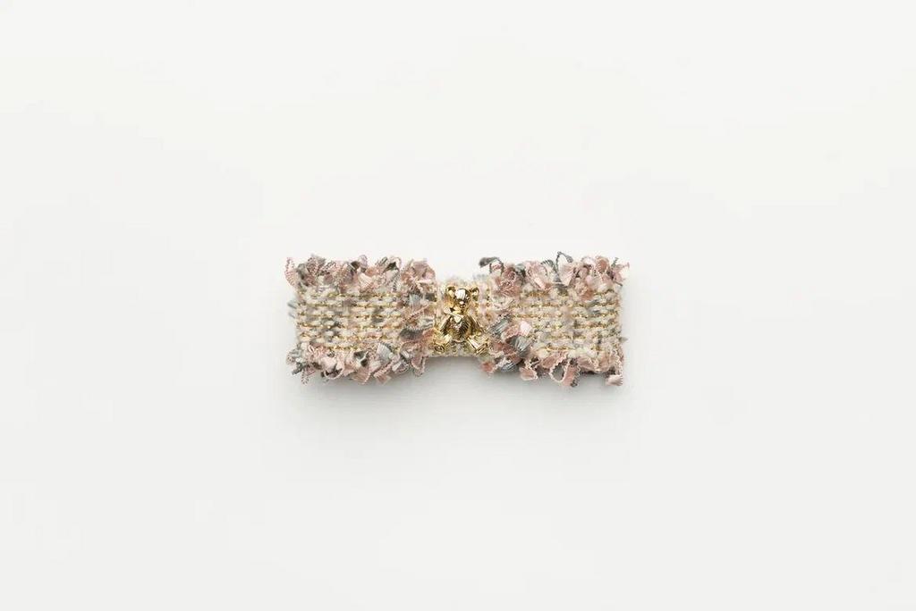 Заколка "Золотой мишка твид", цвет: бежевый