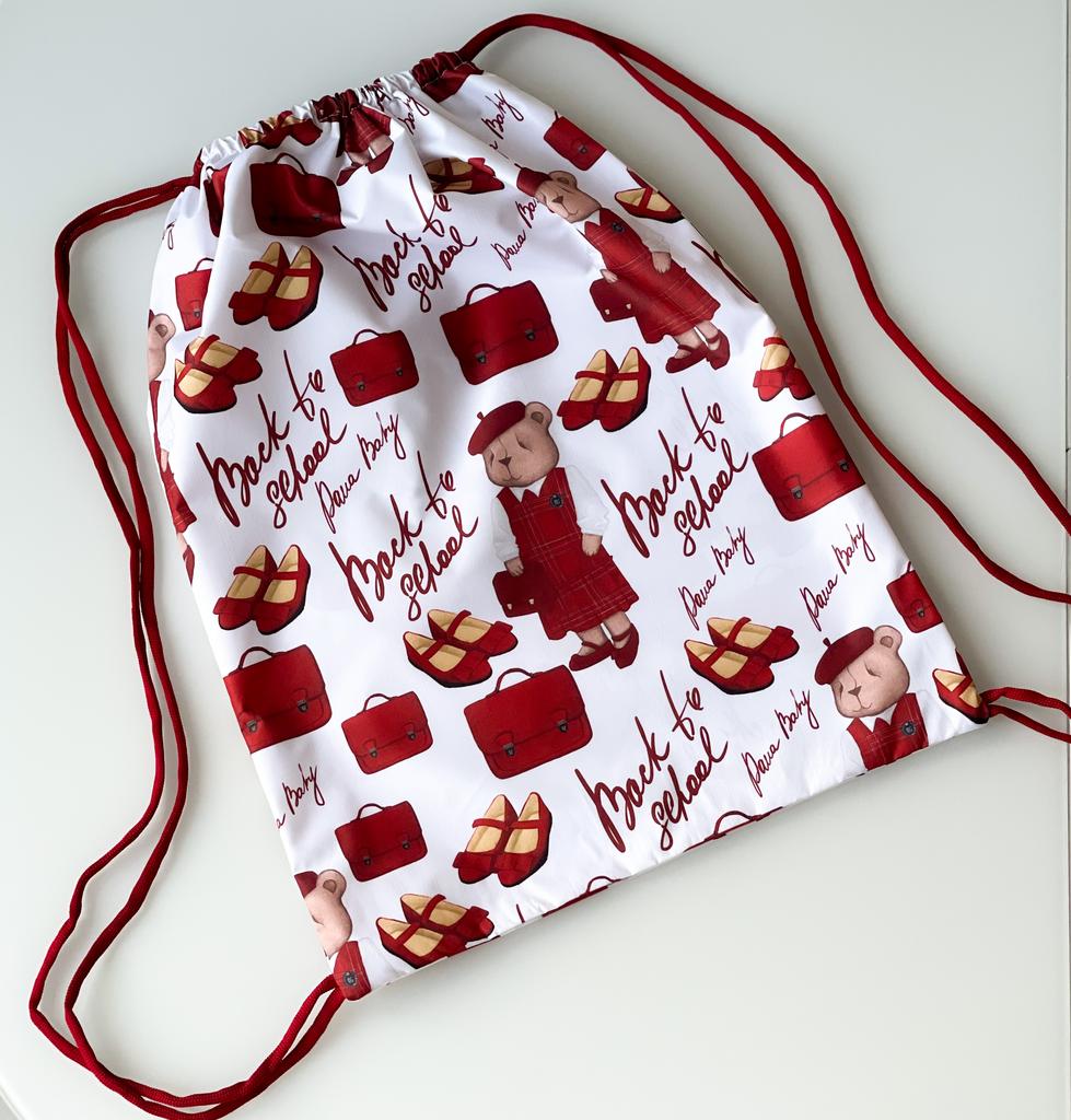 Сумка-рюкзак для сменной обуви BACK TO SCHOOL принт бордовый