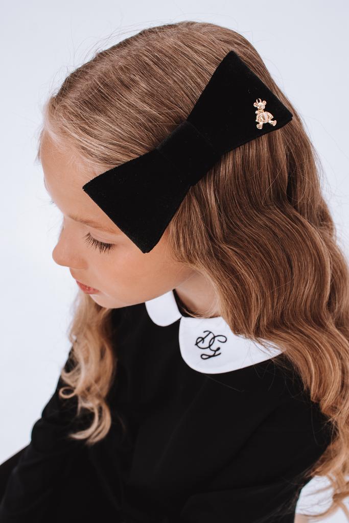 Бант на заколке "Betty/Bear”бархатный, цвет: черный