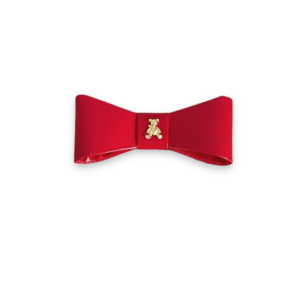 Бант на заколке"Betty"  красный лаковый