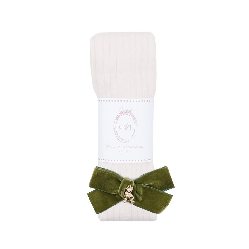 Колготки “Золотой мишка" цвет: молочный/оливковый