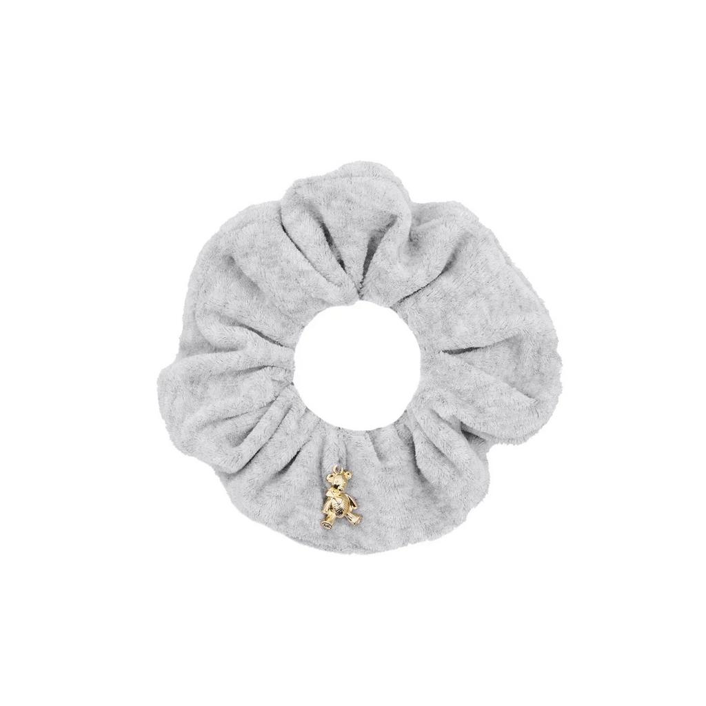 Скранч-резинка велюровая "Золотой мишка" цвет: серый