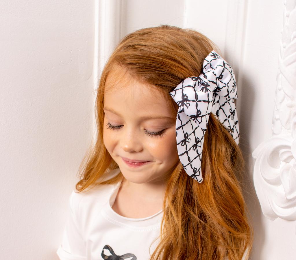 Бант на заколке «Lovely Dava »  цвет: белый/черный