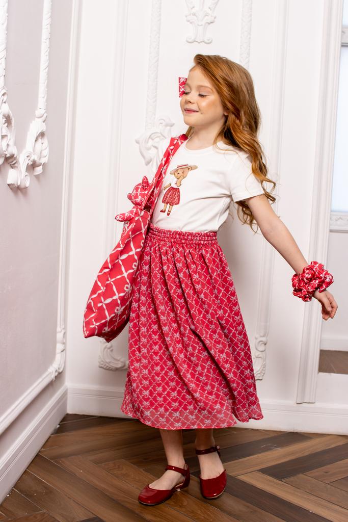 Юбка шифоновая Dava  цвет: красный коралл