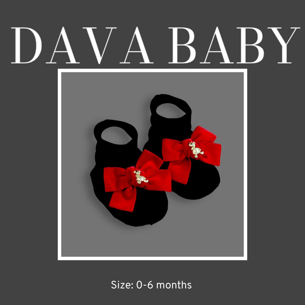 Пинетки трикотажные «Золотой мишка» черный/красный