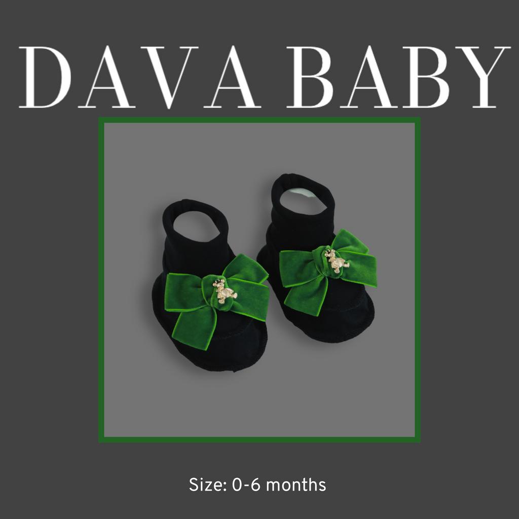 Пинетки трикотажные «Золотой мишка» черный/зеленый