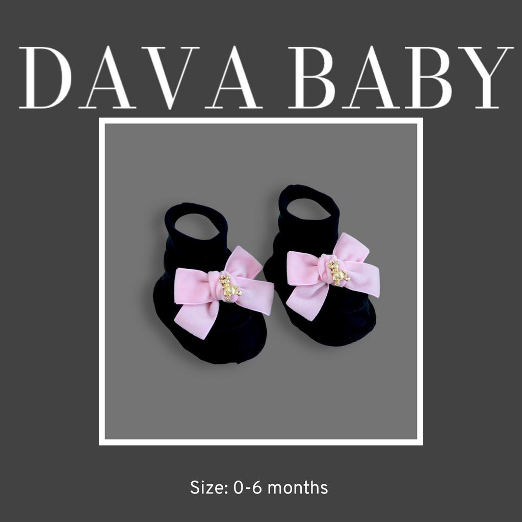 Пинетки трикотажные «Золотой мишка» черный/розовый