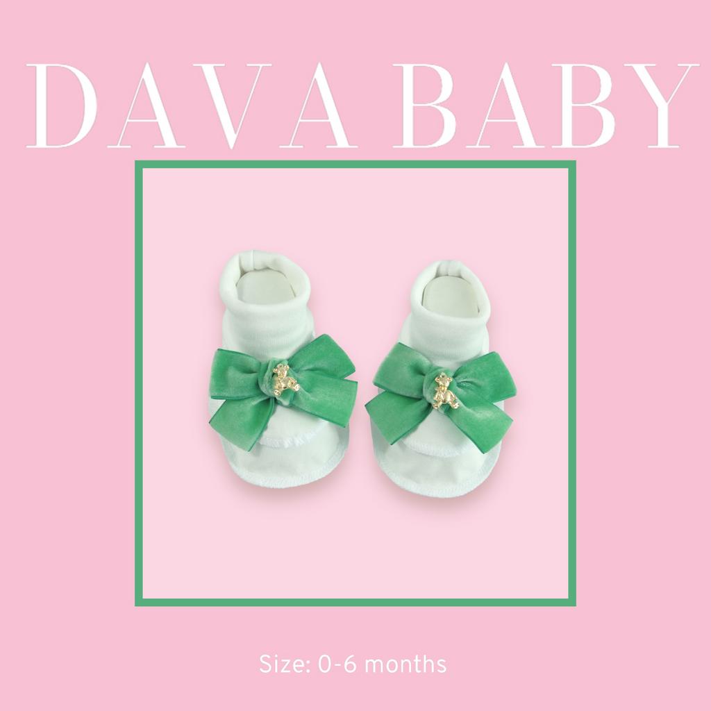 Пинетки трикотажные «Золотой мишка» белый/фисташковый