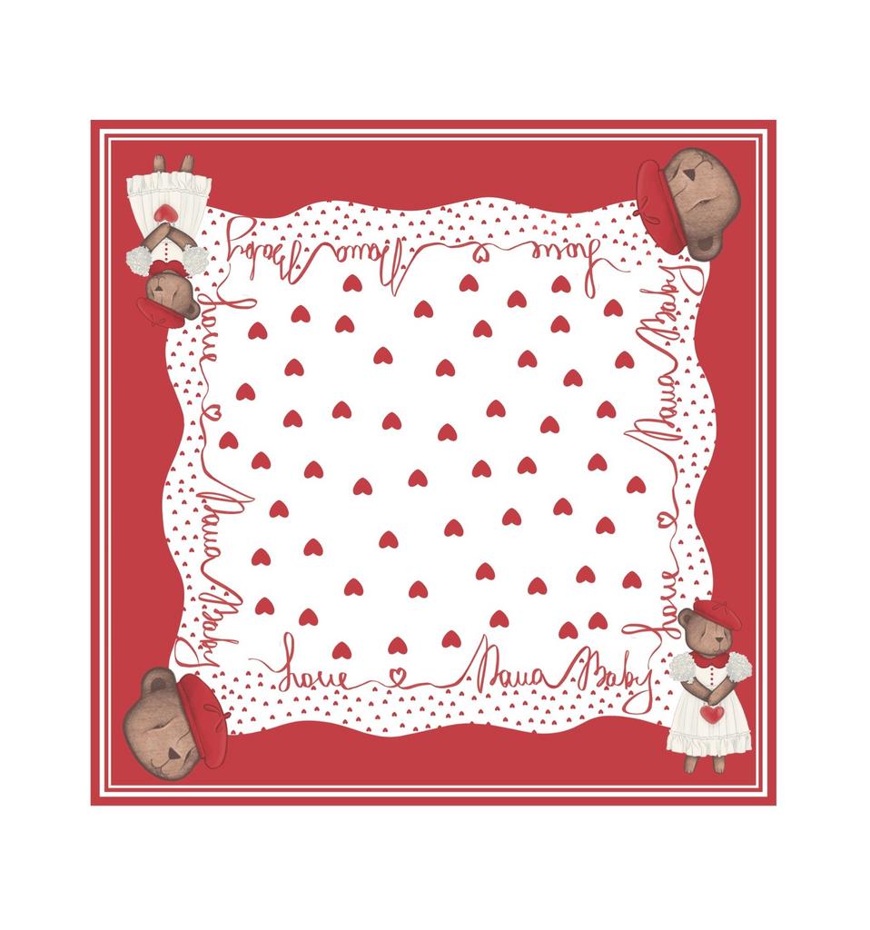 Пеленка тонкая из органического хлопка «Love is»  цвет: красный