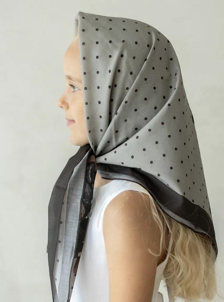 Хлопковый платок "Monro горох" цвет: серый