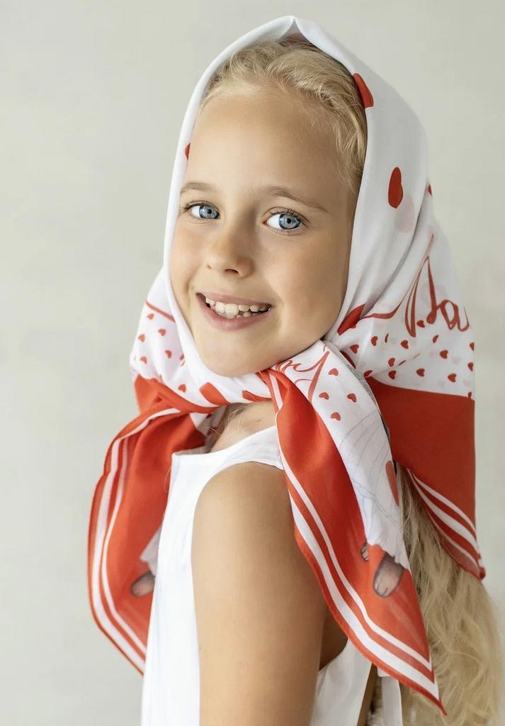 Хлопковый платок "Love is" цвет: красный