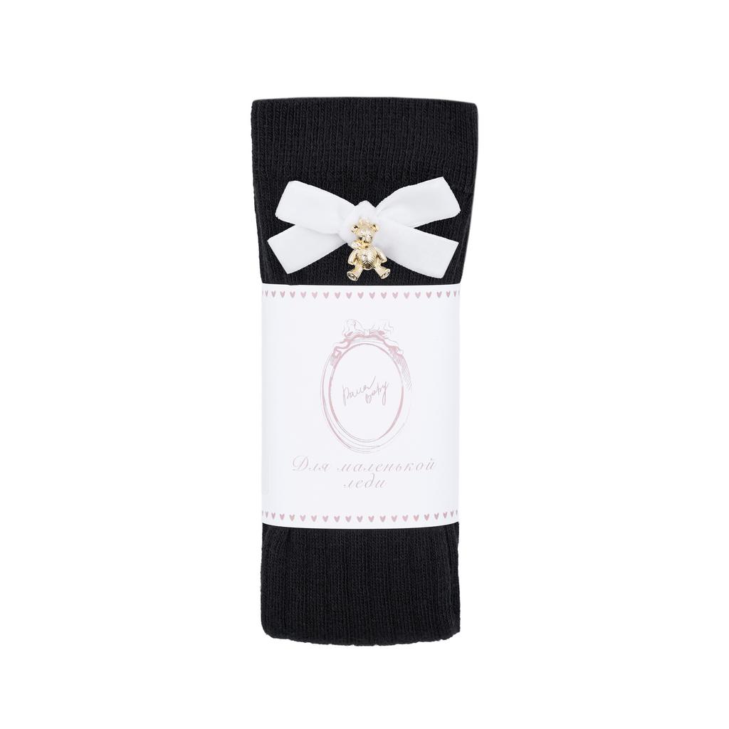 Гольфы RIB "Золотой мишка с бархатным бантиком XS" цвет: черный/белый