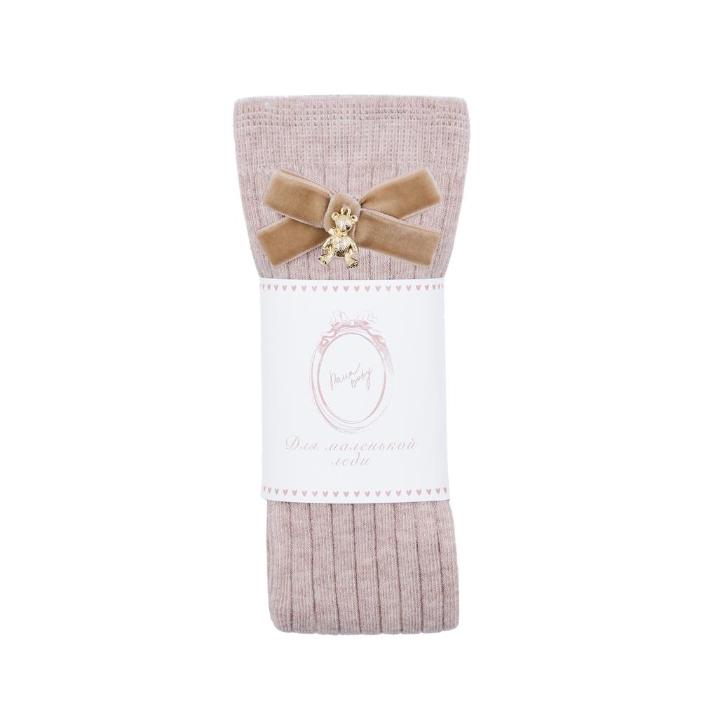 Гольфы RIB "Золотой мишка с бархатным бантиком XS" цвет: бежевый/бежевый