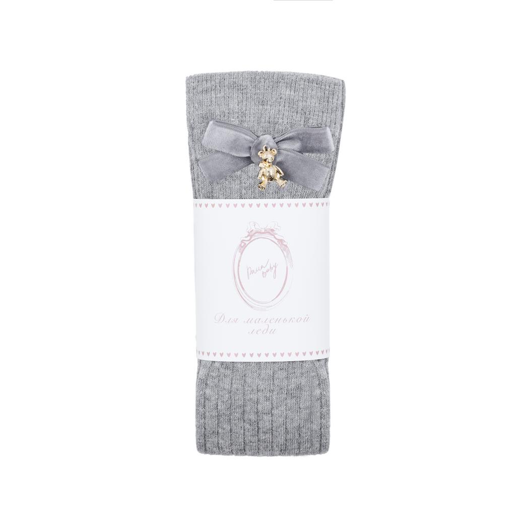 Гольфы RIB "Золотой мишка с бархатным бантиком XS" цвет: серый/серый