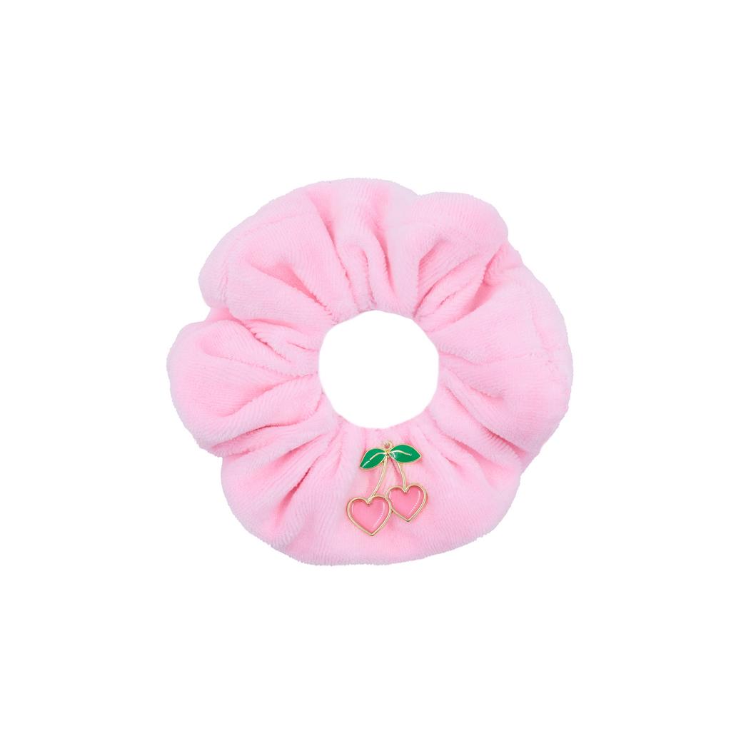 Скранч-резинка велюровая "Cherry" цвет: светло-розовый