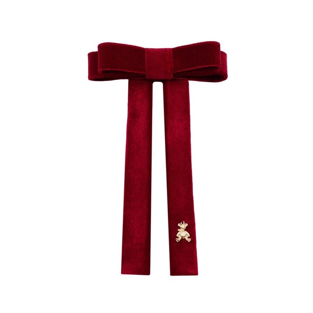 Бант бархатный на заколке "Bonny" цвет: бордовый