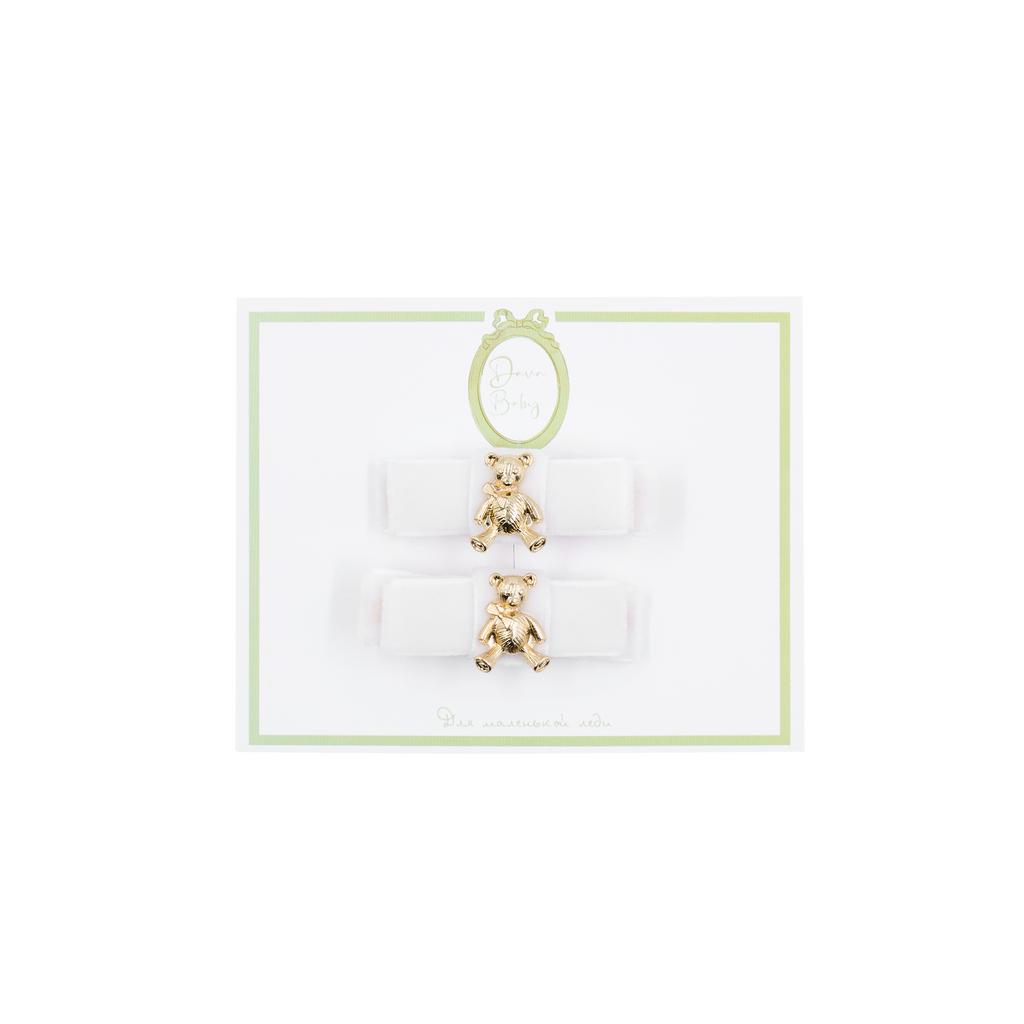 Набор заколок из 2 штук  "Sweet bear" цвет: белый