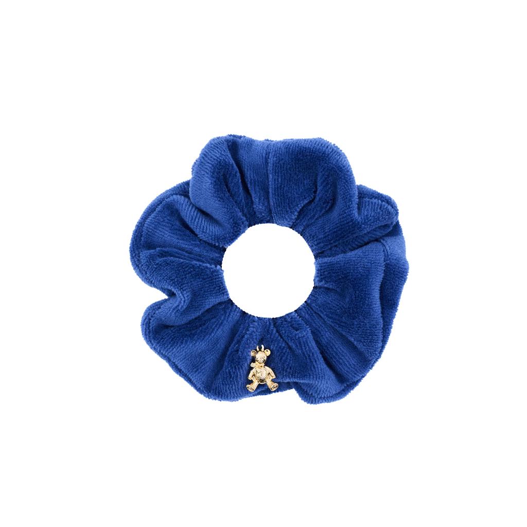 Скран-резинка велюровая "Золотой мишка" цвет: синий
