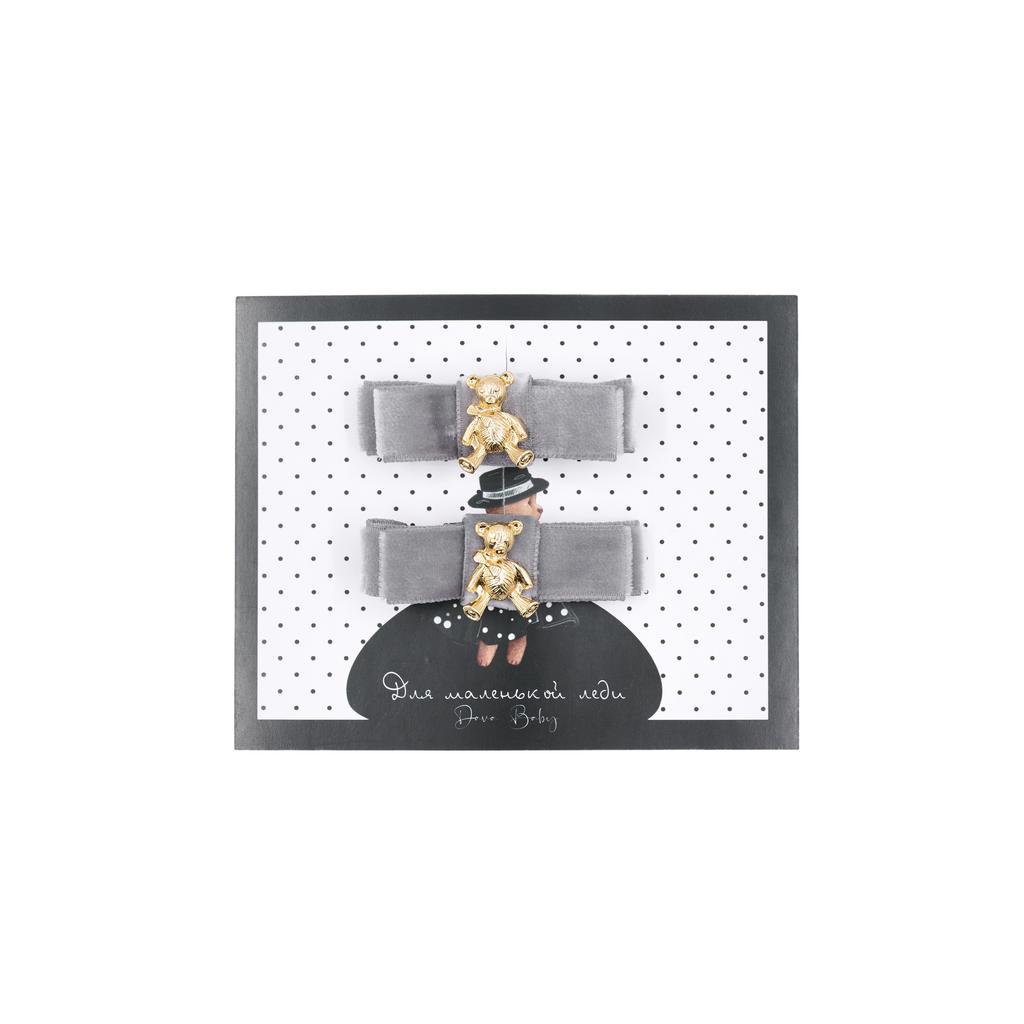 Набор заколок из 2 штук  "Sweet bear" цвет: серый