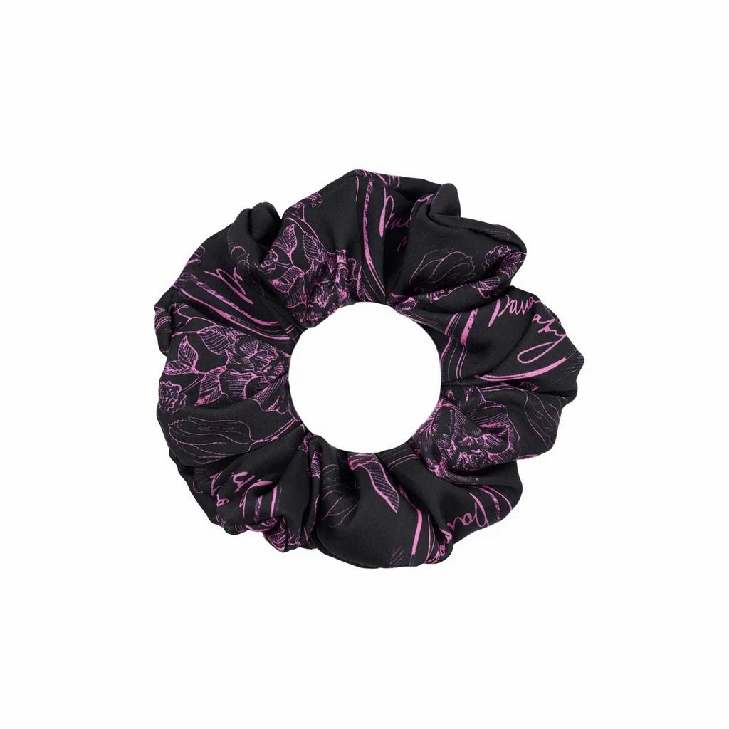 Скранч-резинка шелковая "Classic Vintage" цвет: черный/розовый