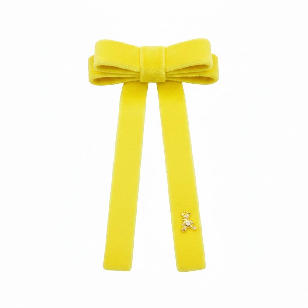 Бант велюровый на заколке "Bonny" цвет: лимонный желтый