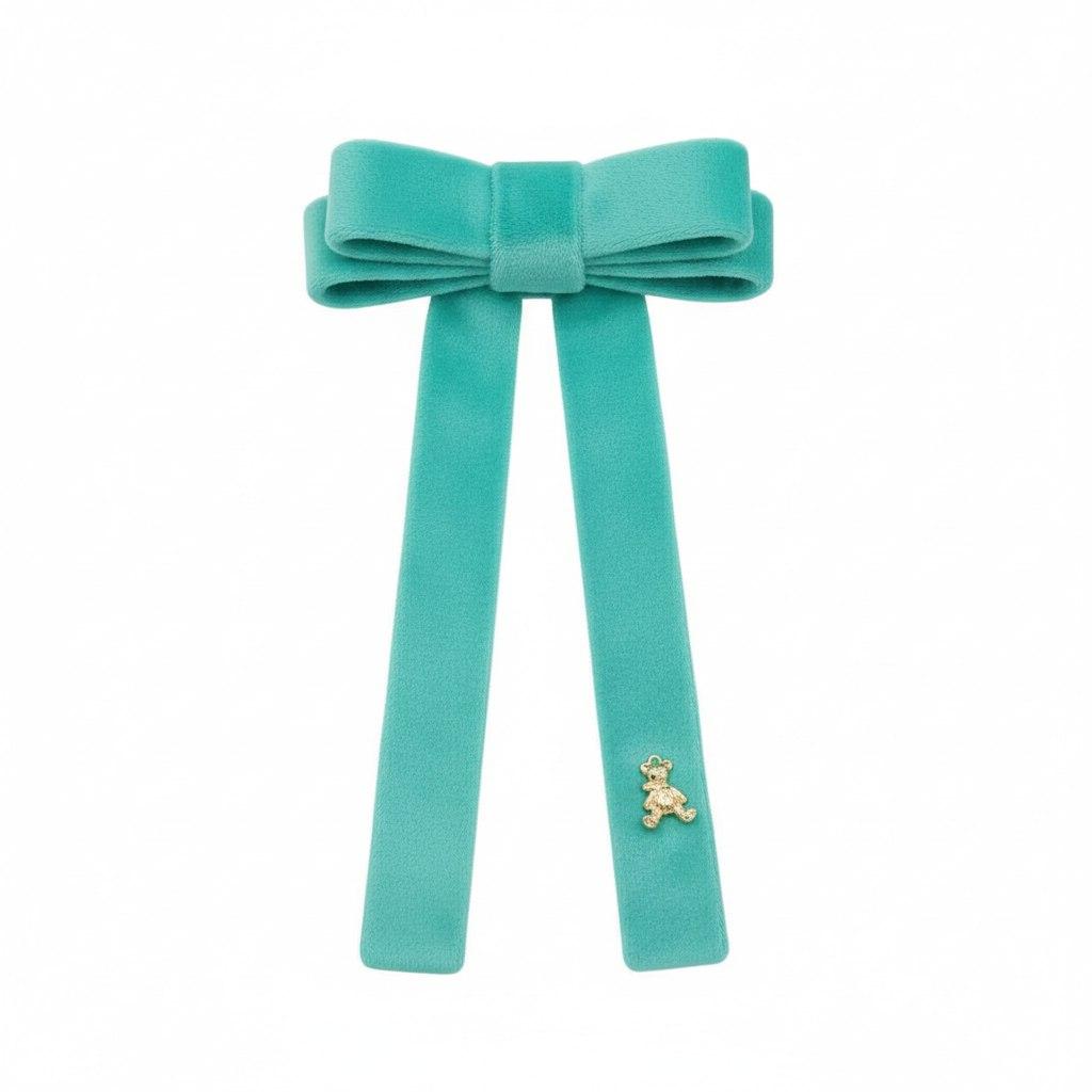 Бант велюровый на заколке "Bonny" цвет: тиффани
