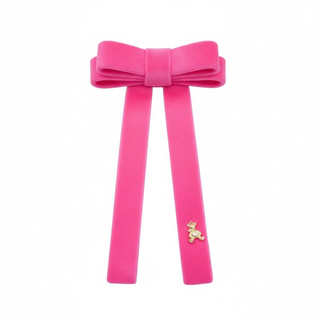 Бант велюровый на заколке "Bonny" цвет: ярко-розовый