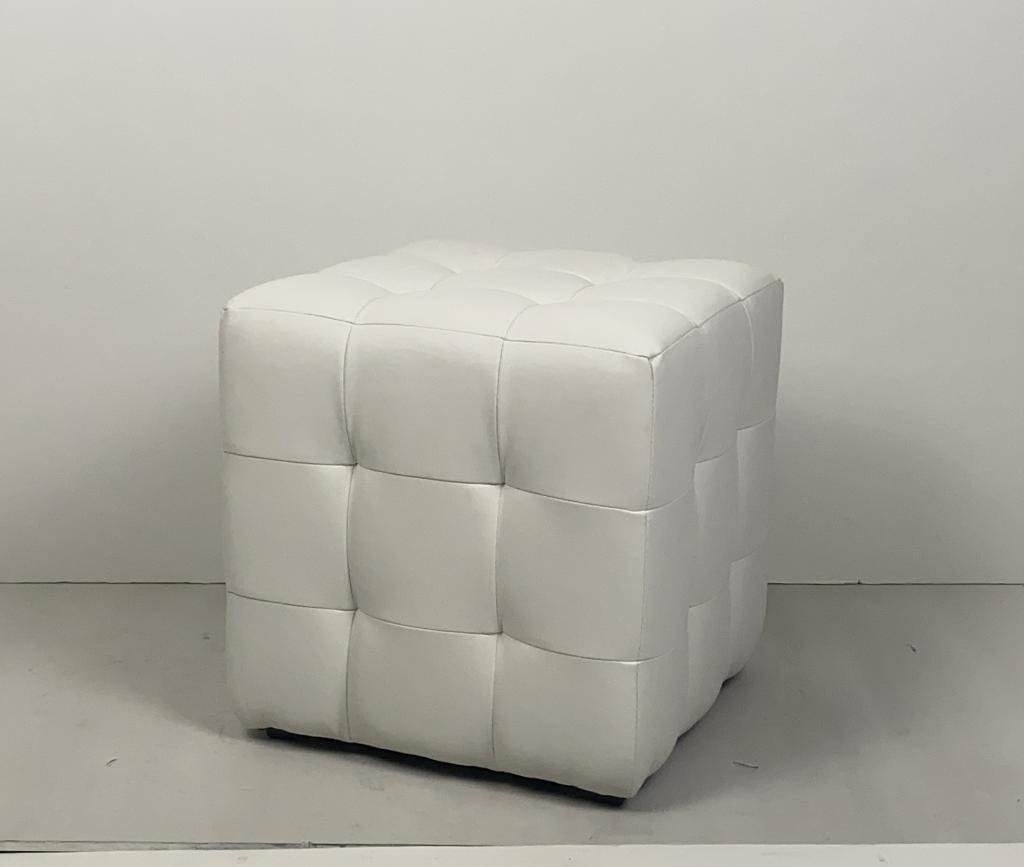 Пуф белый куб экокожа